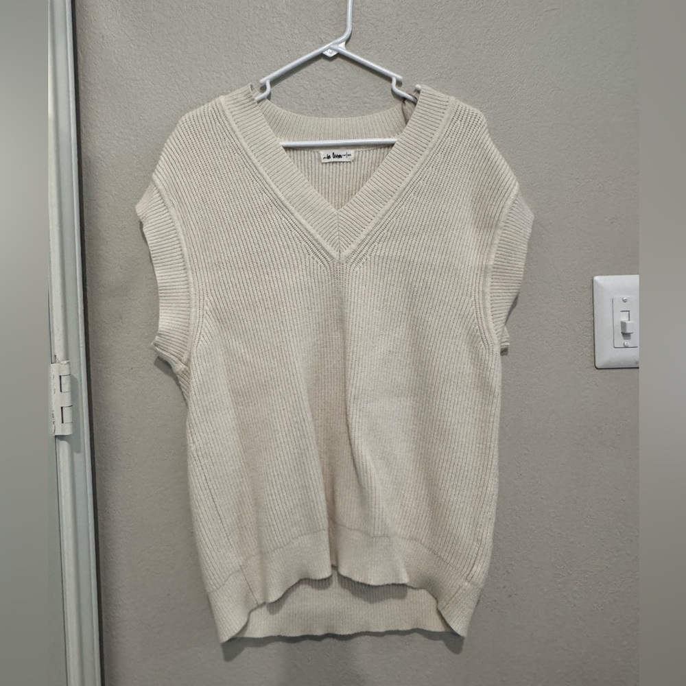 In Bloom Cream Ribbed Knit Sweater Top